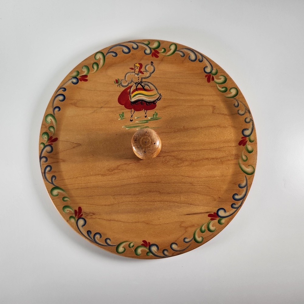VTG Mid Century 1950s Woodcroftery Dutch Serving Tray- Retro Wooden Platter
